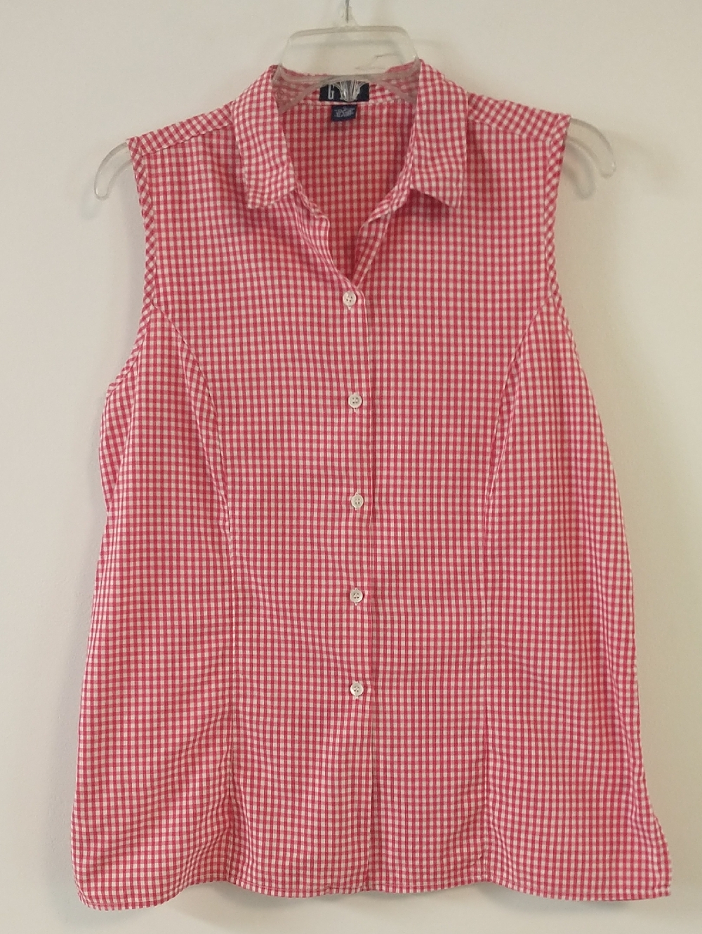 GAP Fitted Sleeveless Gingham Check Button Up Large